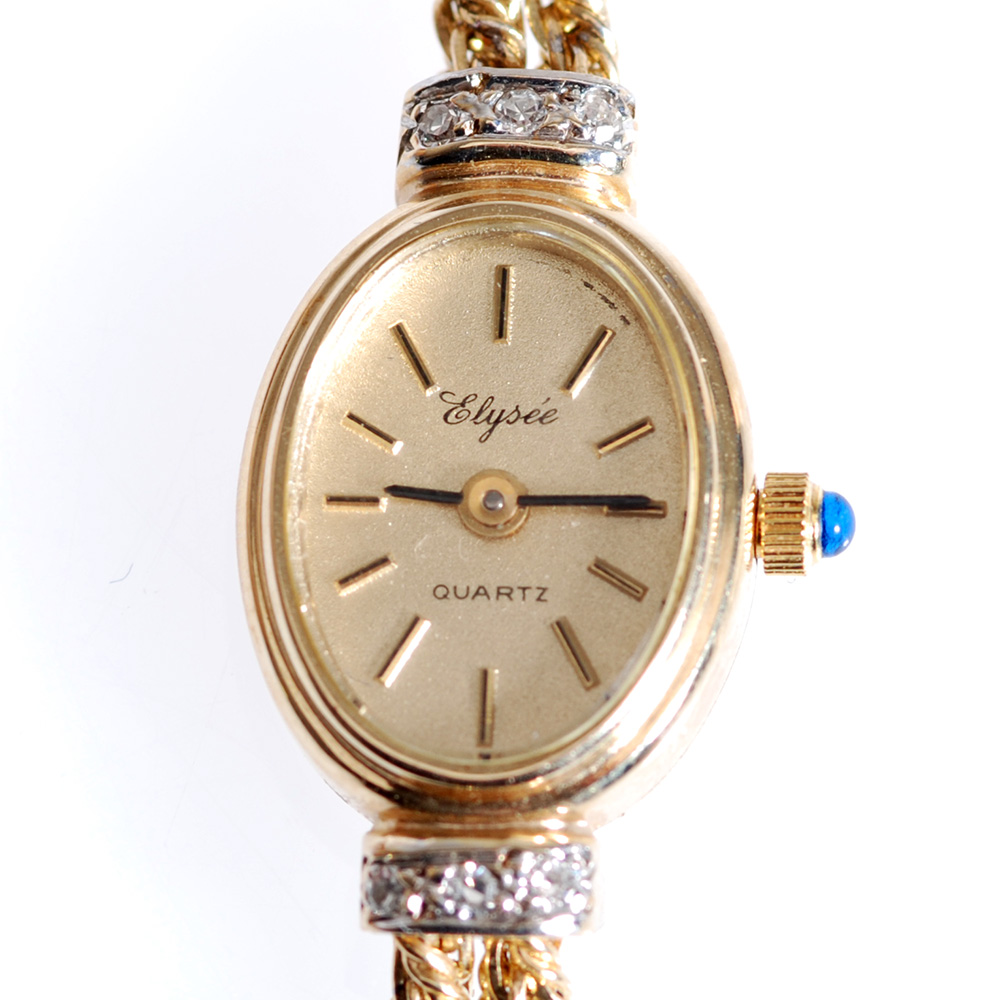 14K Swiss Elyseé Quartz Diamond Wristwatch